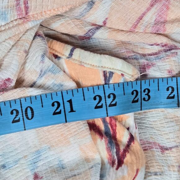 Haute‎ Hippie Tribe Peach Floral Print Boho Peasant Top Blouse M - Picture 8 of 10
